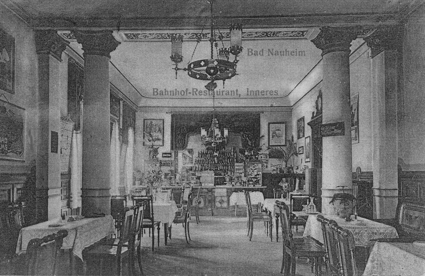 Restaurant im Bahnhof Bad Nauheim vor 1910