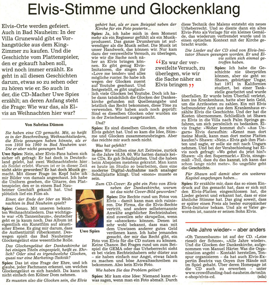 Elvis-Stimme und Glockenklang, WZ 19.12.2016, Text: Sabrina Dämon, Fotos: Nici Merz, Privat und Archiv