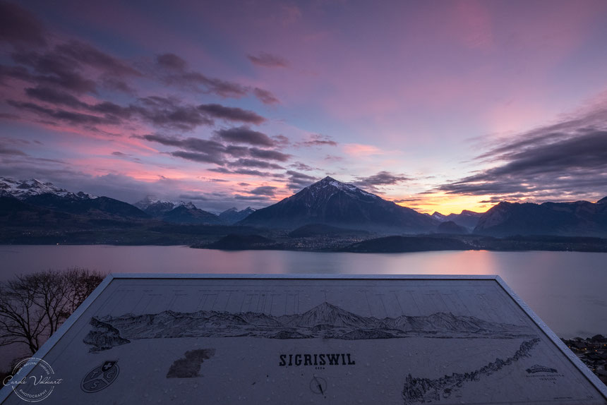 Niesen, Thunersee, Thun, Abendrot, Sonnenuntergang, Berge, Alpen, Schweizer Alpen, Spiez, Sigriswil