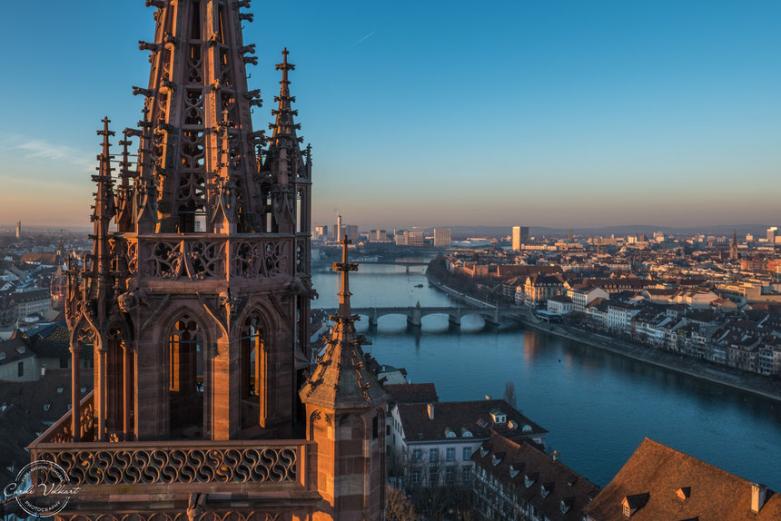 Georgsturm, Martinsturm, Basler Münster, Rhein, Basel, nächtliche Turmbesteigung, Mittlere Brücke