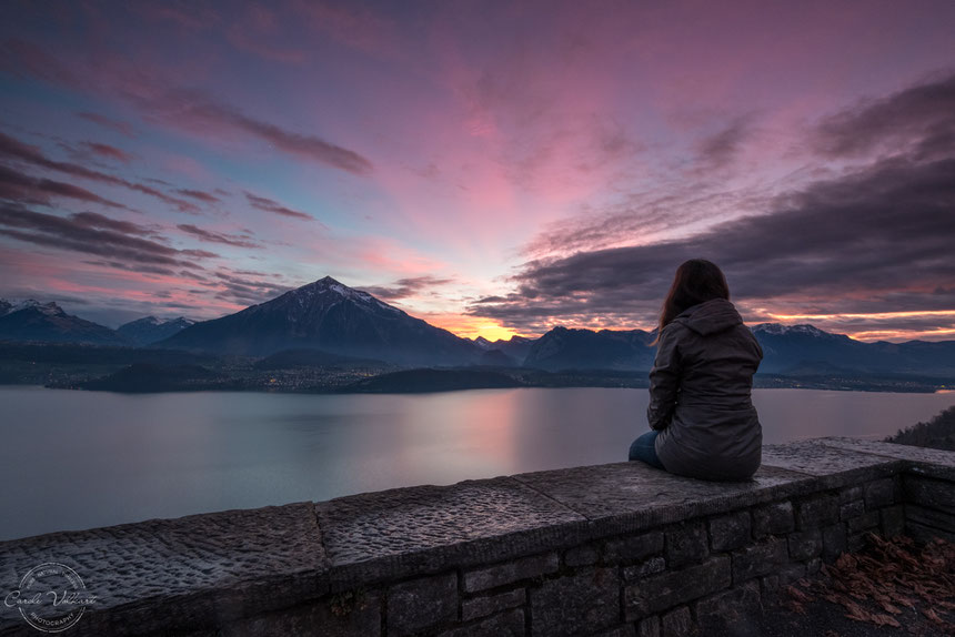 Niesen, Thunersee, Thun, Abendrot, Sonnenuntergang, Berge, Alpen, Schweizer Alpen, Spiez, Sigriswil