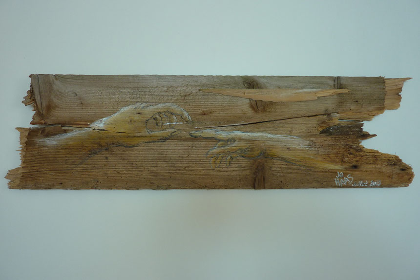 2013 "Partage" 80 x 21,5 cm Diverses techniques sur bois