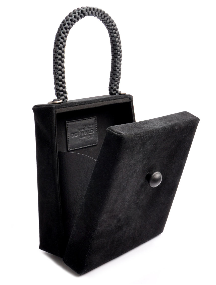 FLEUR  Ledertasche schwarz  Innenleben  OSTWALD Traditional Craft