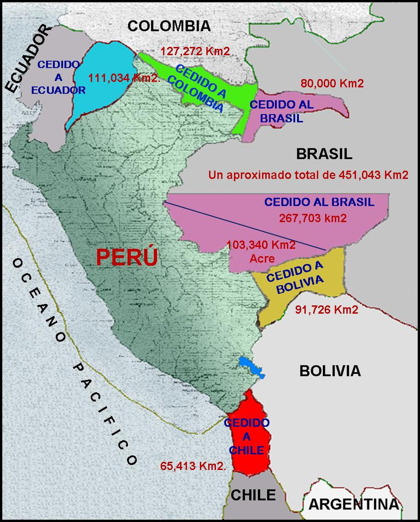 4º MAPA DEL PERÚ Y CESIONES TERRITORIALES PARA RESOLVER FICHA DE 4º Y COLOREAR MAPA EN HISTORIA