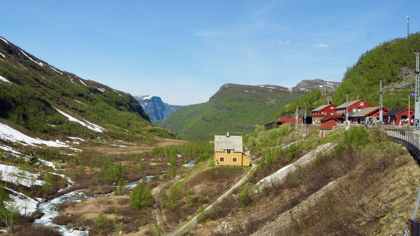 Bahnhof Myrdal, Endstation der Flambahn. Umsteigen auf Oslo-Bergen Bahn 