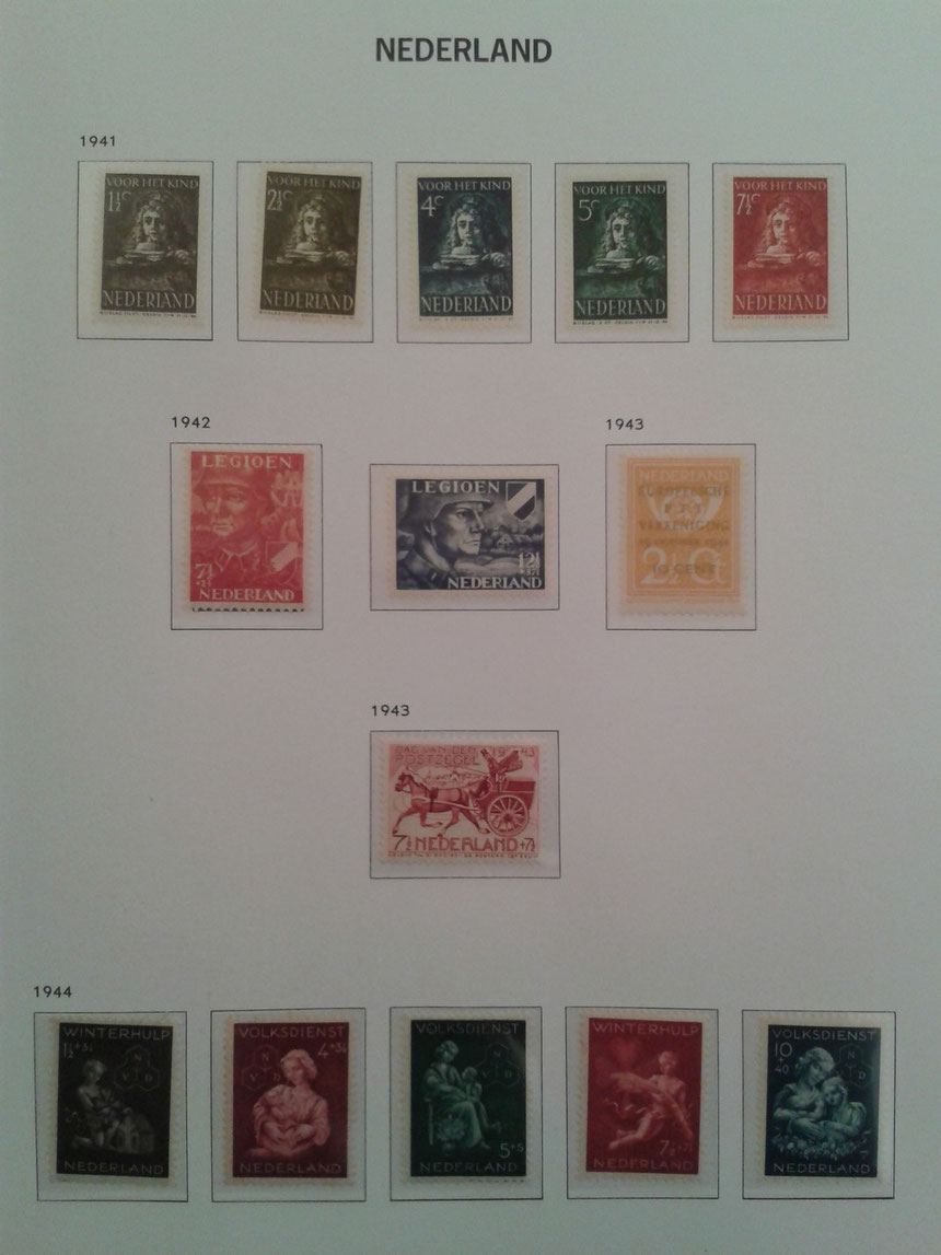 Nederlandse Postzegels Winterhulp, Volksdienst Legioen 1941, 1942, 1943 en 1944