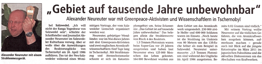 aus der "Altmark Zeitung" (Salzwedel) vom 1. Oktober 2011