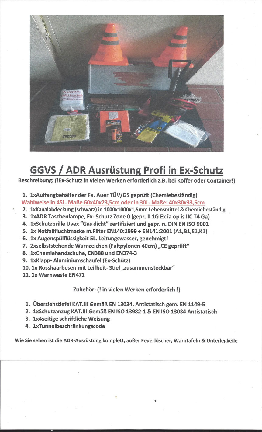 GGVS / ADR Ausrüstung Ex- Schutz - wstls Webseite!