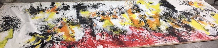 Acrylique sur toile 6,55 x 2 mètres