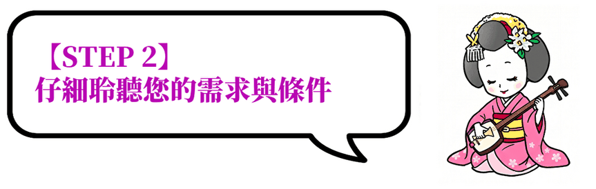 【STEP 2】仔細聆聽您的需求與條件