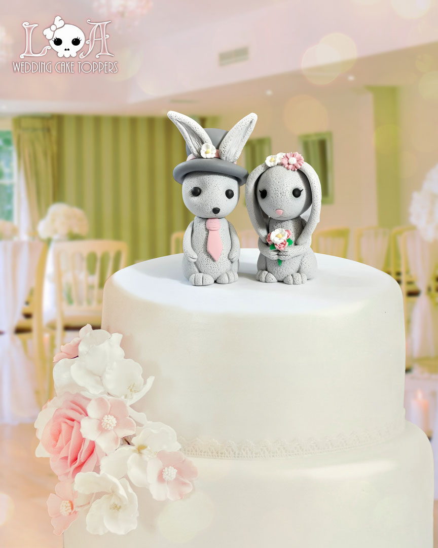 Bunny and Rabbit  wedding cake topper