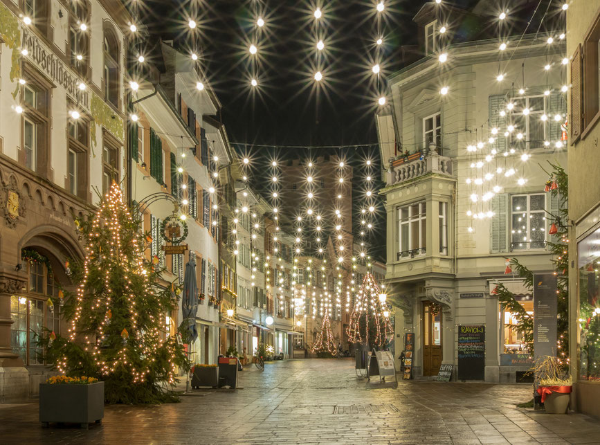 Weihnachtsbeleuchtung in der Altstadt von Rheinfelden