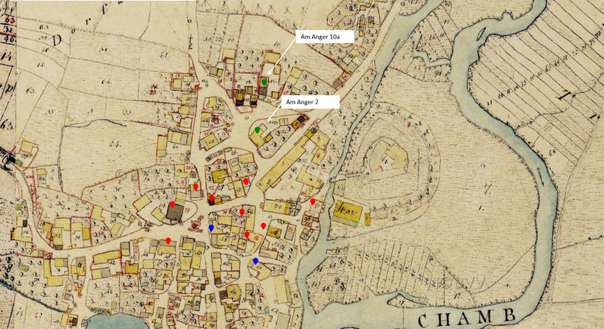 Karte: Geografische Lage des Erdstalls (Basis Geoportal Bayern, historische Karte)