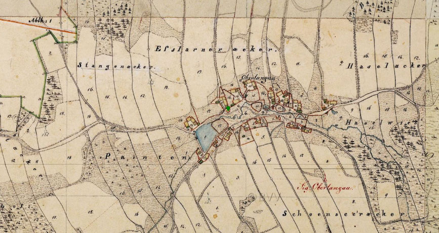 Karte: Geografische Lage des Erdstalls (Basis Geoportal Bayern, historische Karte)