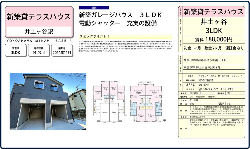 神奈川県横浜市南区 新築賃貸ガレージハウス【YOKOHAMA MIMAMI BASE(ヨコハマミナミベース)】 - ガレージハウスをお探しなら
