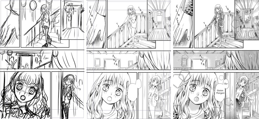 Arbeitsschritte "Green Garden": Scribble - fertig getuschte & gerasterte Seite