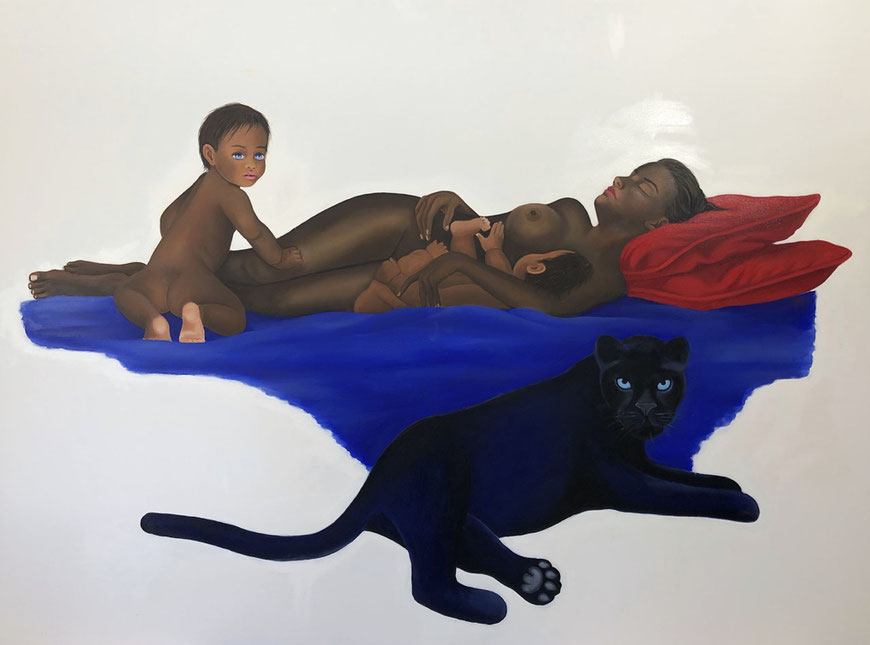 Venus after Giorgione with Twins/One, oil & canvas, 200 x 150 cm, 2020
