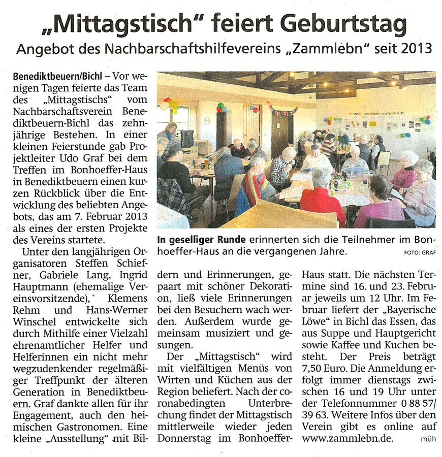 Bericht von Christiane Mühlbauer im Tölzer Kurier vom 14.02.2023