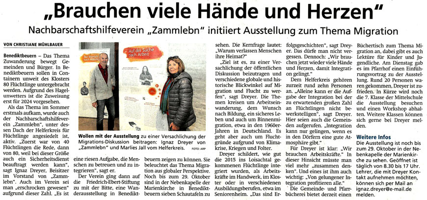 Bericht von Christiane Mühlbauer im Tölzer Kurier am 21.10.2023