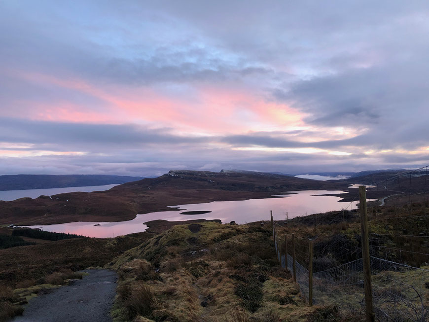 Aussicht old man of storr kurz vor Sonnenuntergang
