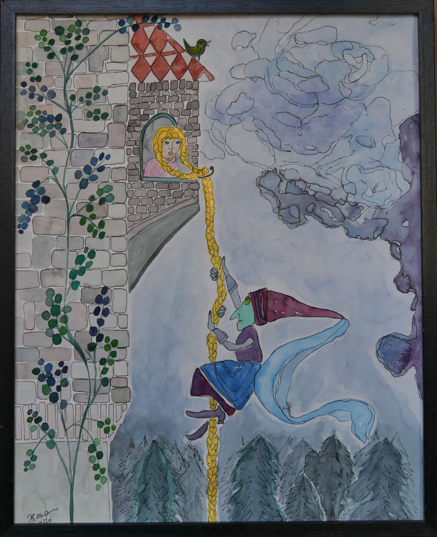 WVZ 587 Rapunzel 2020 Aquarell 36x48 € 30 gerahmt