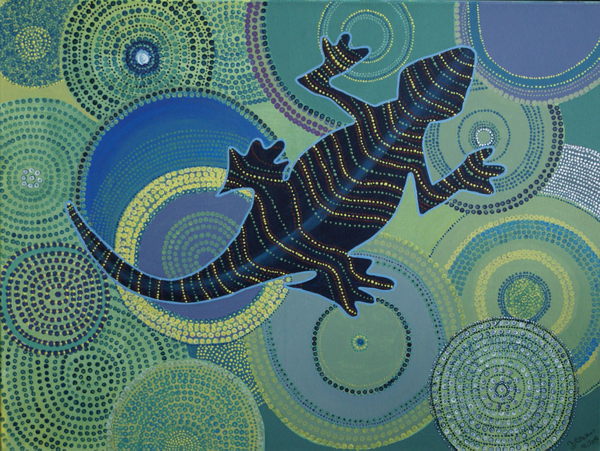 WVZ 443  Gecko I  2016 Dot-Art Acryl  60x80 € 300