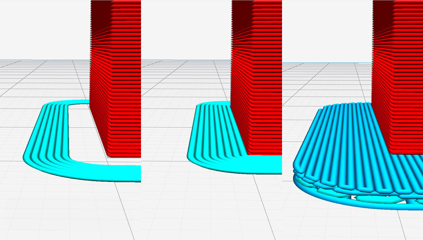 Falda, borde y balsa en la impresión 3d