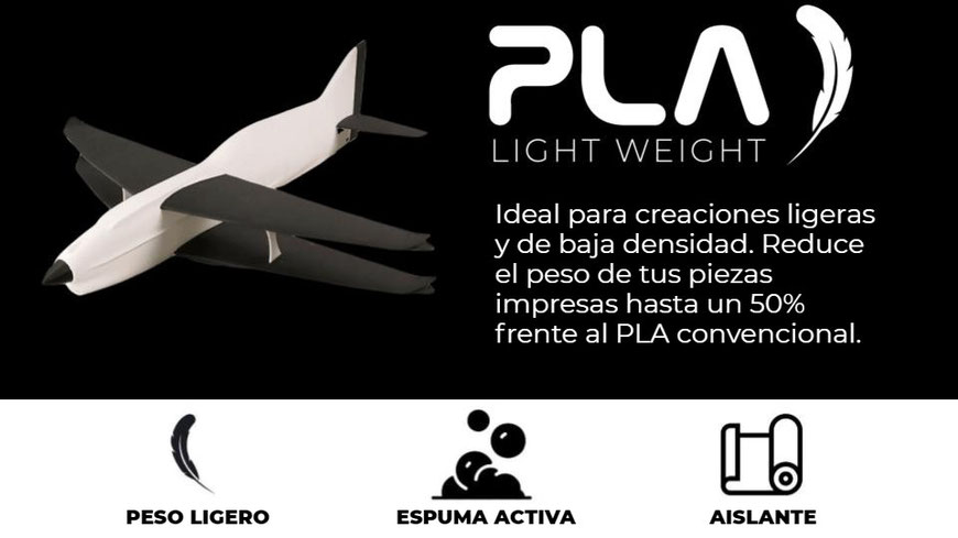 PLA light weight de Recreus, filamento 3d de peso ligero y espuma activa ideal para piezas que requieran poco peso