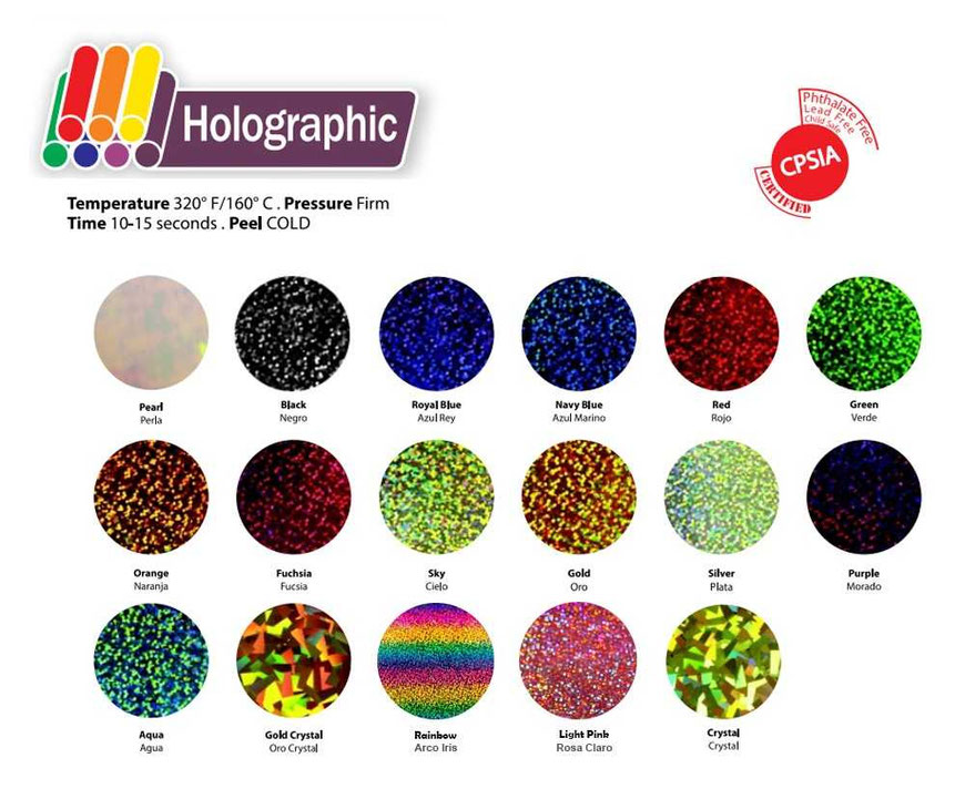 Carta de colores vinilo textil holográfico de Siser