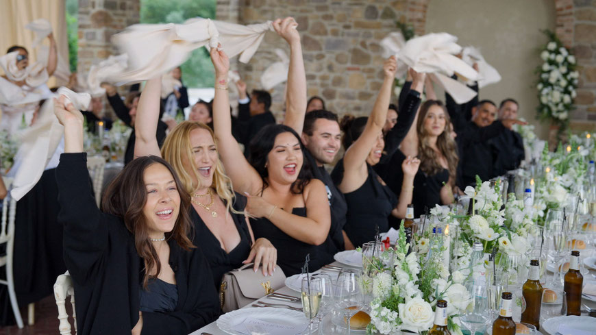 destination wedding in Umbria at Villa Baroncino a venue on Trasimeno lake. Drone shot