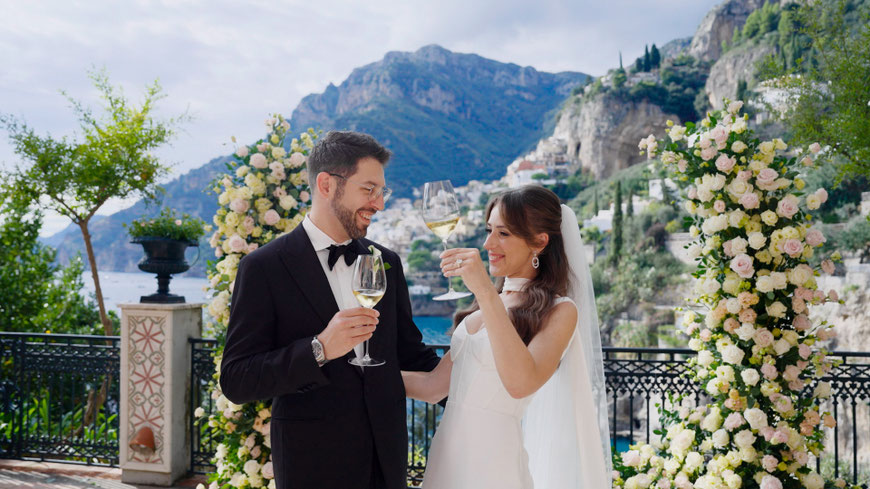A Toast after the ceremony in Positano at Villa Treville