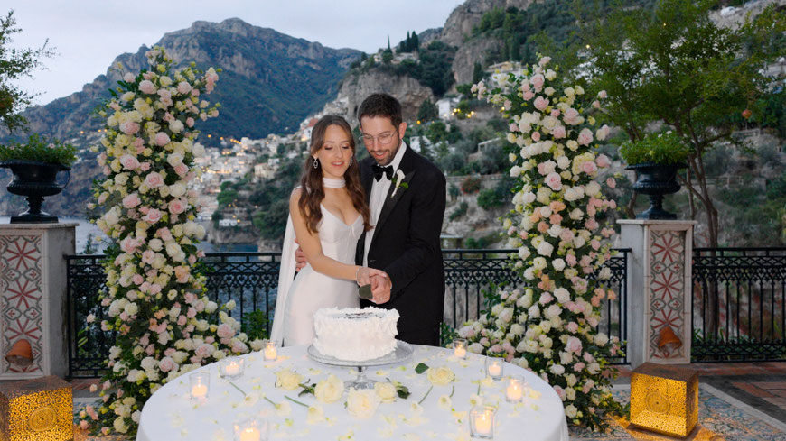  the cake cutting at Villa Treville in Positano
