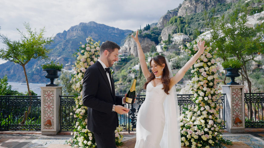 A Toast after the ceremony in Positano at Villa Treville
