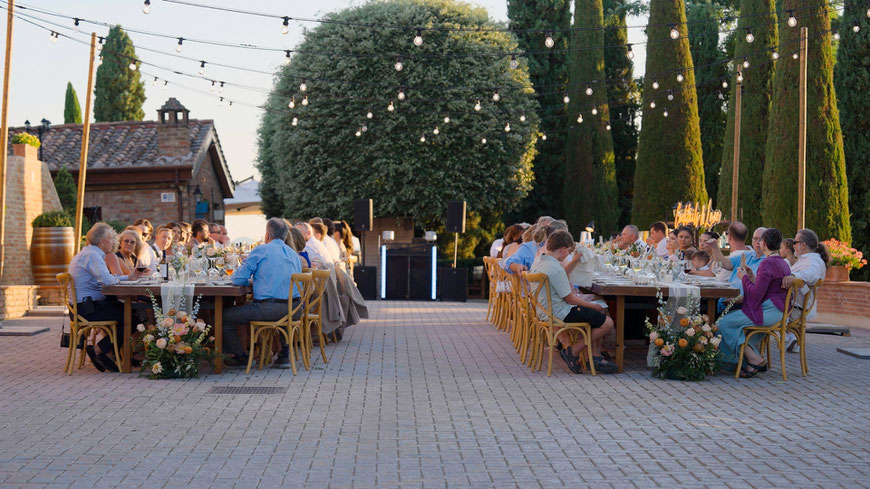 destination wedding in Tuscany at Borgo Tre Rose in Montepulciano. The reception