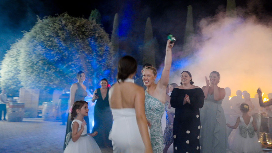 destination wedding in Tuscany at Borgo Tre Rose in Montepulciano. After Party
