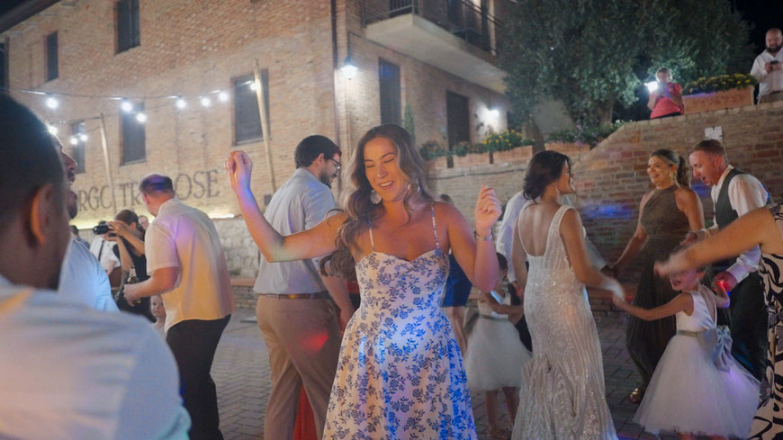 destination wedding in Tuscany at Borgo Tre Rose in Montepulciano. After Party