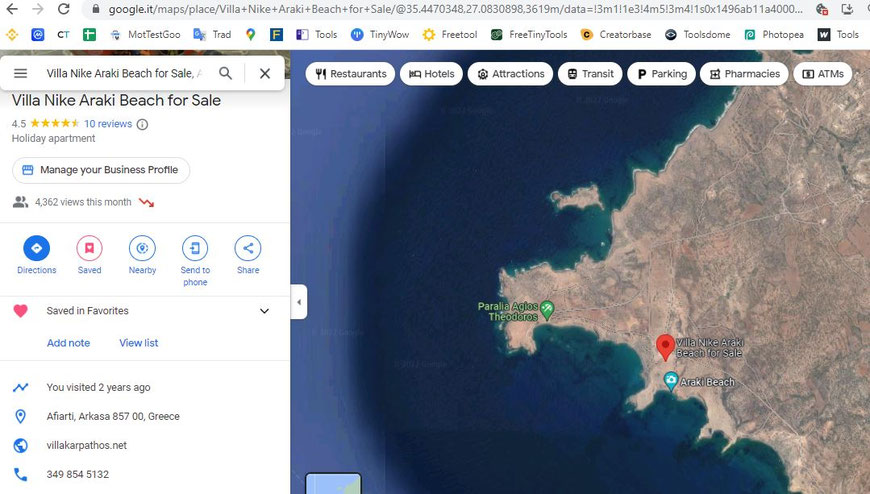 Villa Nike  - Araki beach - Karpathos - Click on the Image to locate the villa on Google Map