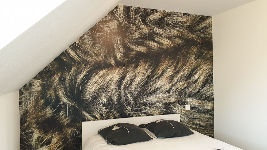 poster tête de lit chambre poils animal decoration relooking papier peint panoramic