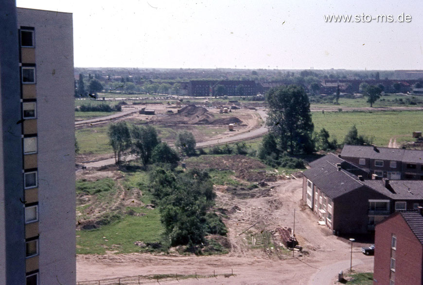 Blick von einem der Aasee-Hochhäuser Richtung Weseler Straße