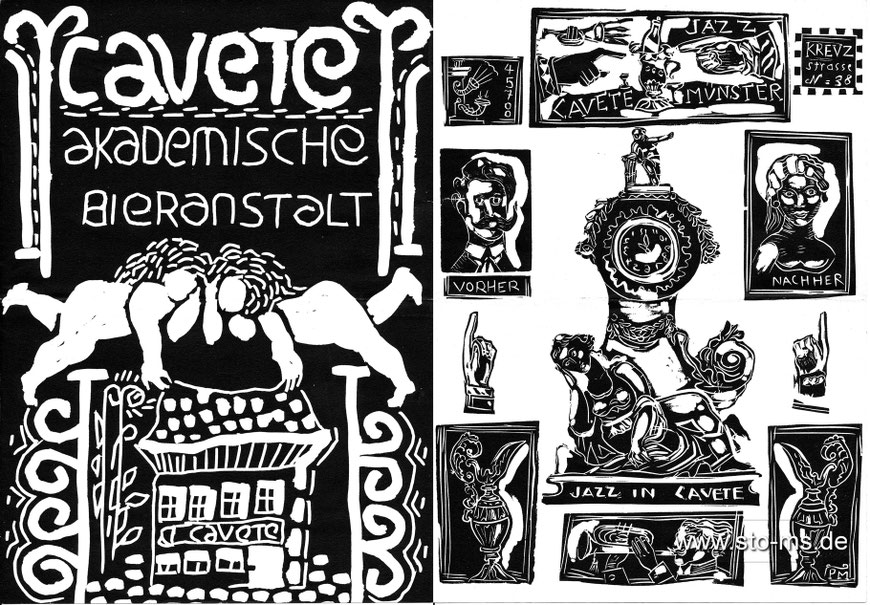 Speise- und Getränkekarte der Cavete um 1960 - Grafik Paul Mersmann