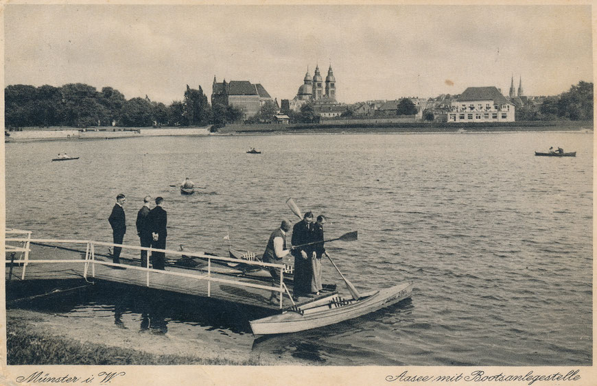 Der Aasee mit Antoniuskirche nach der Fertigstellung