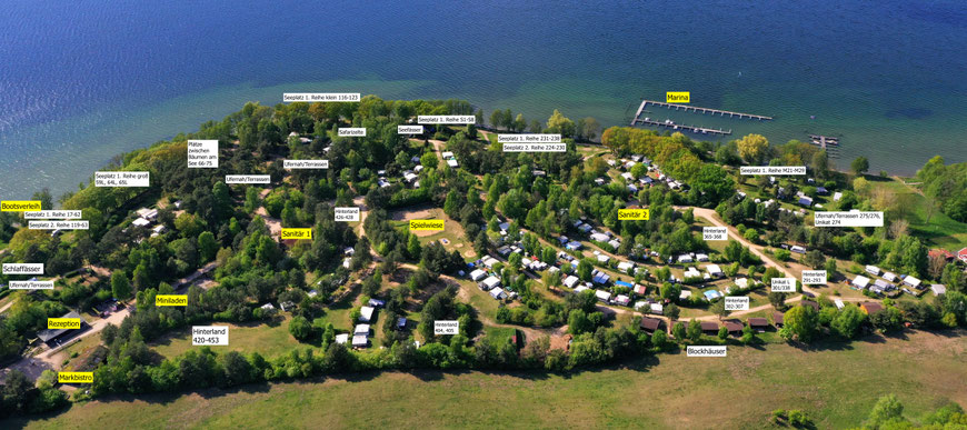 © zweiseen.de | Bulli, Unikat M, Unikat L, Zelt- und Doppelplätze sind an verschiedenen Standorten über den Platz verteilt, nutzen Sie die Lageplanbuchung.