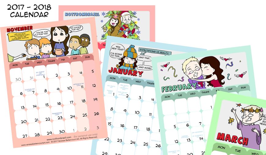 free calendar, calendar, graphic novel, comics, notfrombrazil