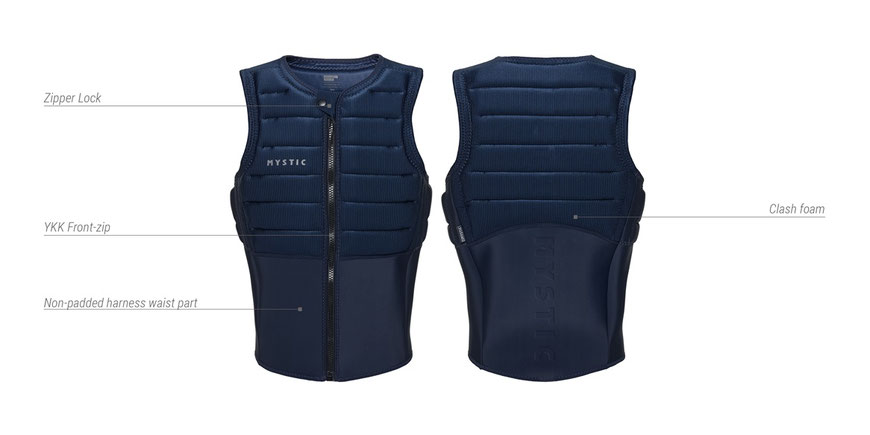 Mystic Majestic Impact Vest Fzip Kite Black Details bei WindSucht