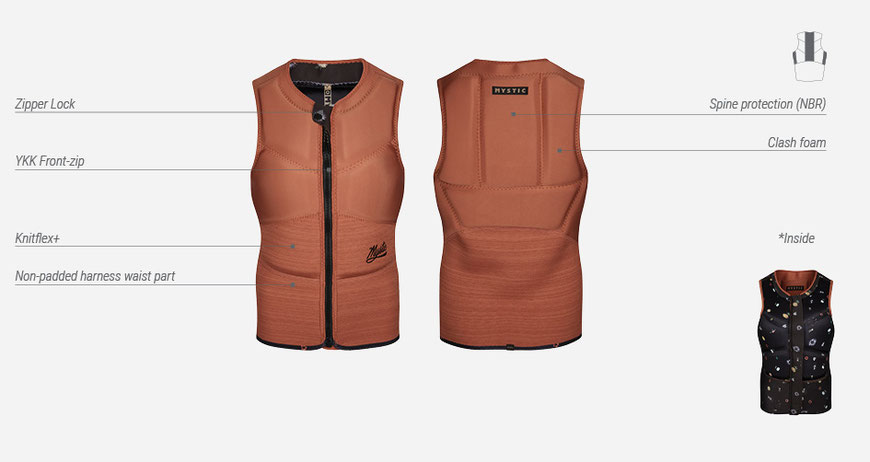 Mystic Diva Impact Vest Fzip Kite Women Rusty Red Details