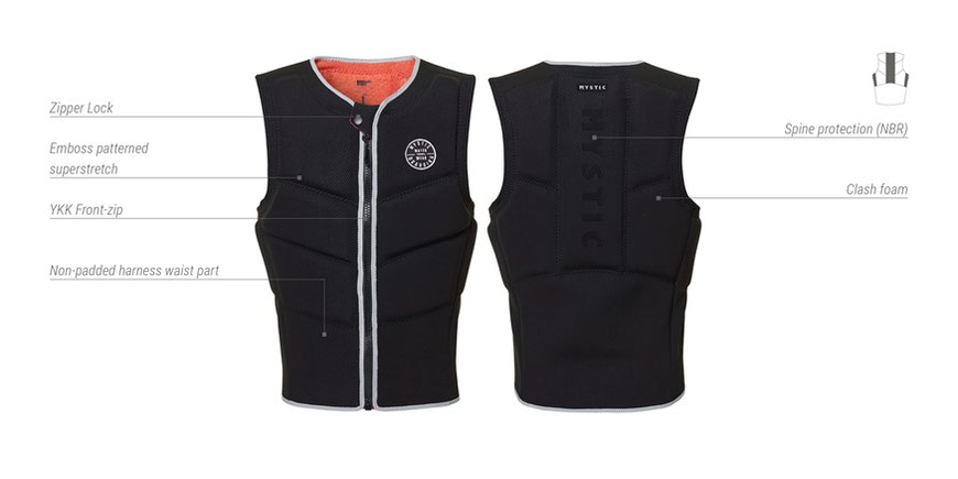 Mystic Foil Impact Vest Fzip Kite Black 2022 bei WindSucht im Angebot