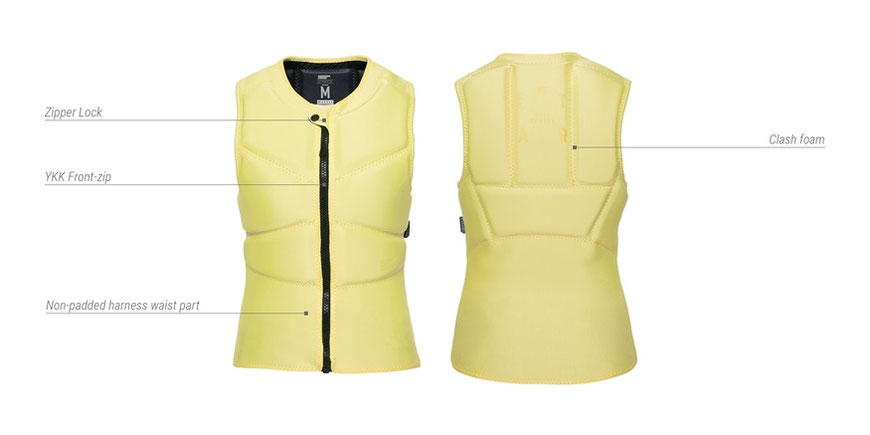 Mystic Star Impact Vest Fzip Kite Women Pastel Yellow Chart