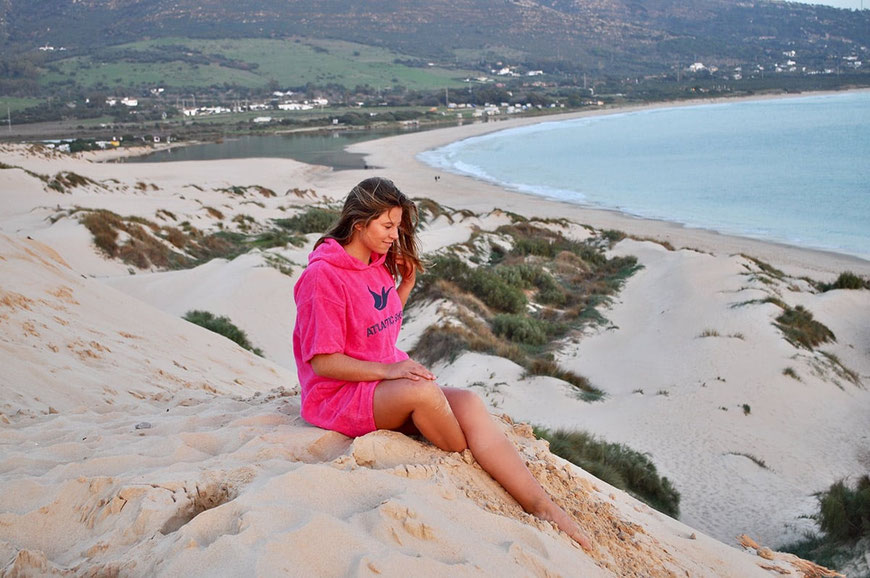 Atlantic Shore Basic Poncho Light Blue und Pink