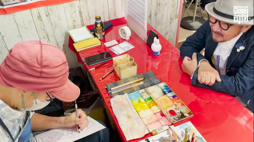 現場でお描きします。　東京タワー　似顔絵チームタワーズ