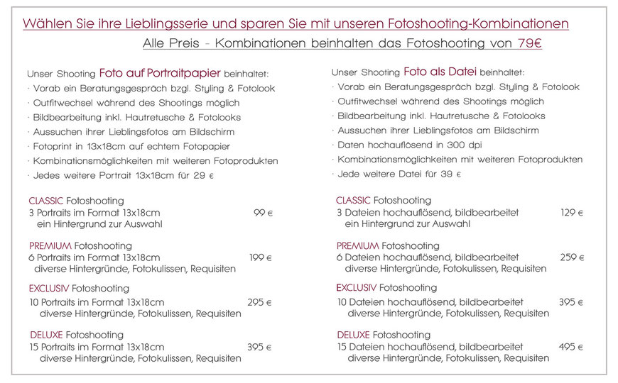 Preisliste für Familien, Baby, Schwanger, Tiere, Akt im Fotostudio flic Flac